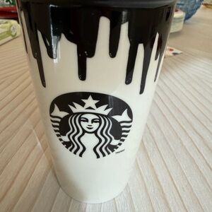 Starbucks 2014 Band of Outsiders Black Paint Drip Ceramic Tumbler 12oz
